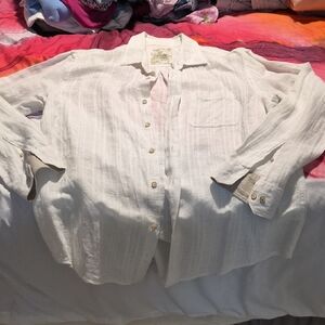 Tasso Elba White Casual Button-Down Shirt